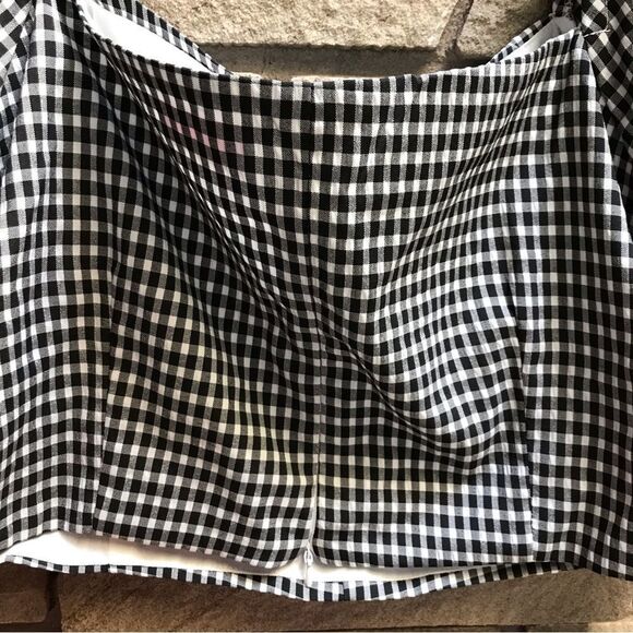 Pink Lily YOU'RE GENUINE CROPPED GINGHAM BLACK white Puff Sleeve Retro XXL - Picture 7 of 13